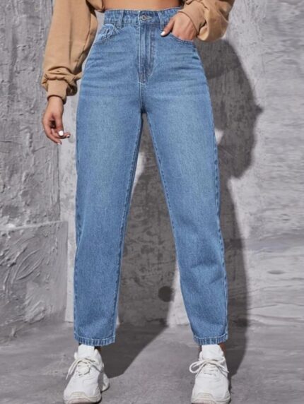 High Waist Ice Blue Mom fit Denim