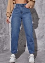 High Waist Dark Blue Mom fit Denim