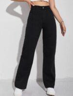 High Waist Black Wide Leg Denim