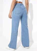 High Waist Ice Blue Wide Leg Denim