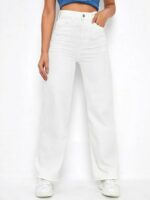 High Waist White Wide Leg Denim